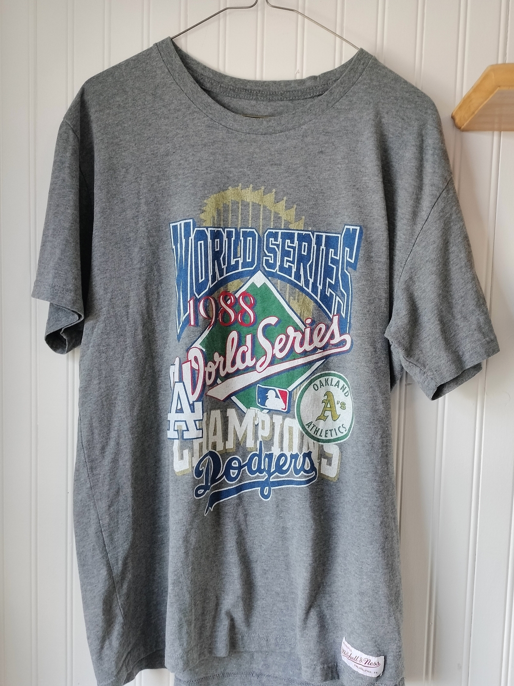 Mitchell & Ness Gray 1988 World Series Dodgers T-Shirt